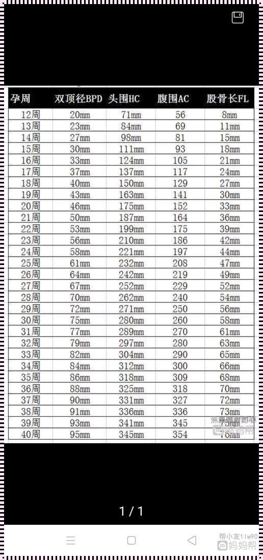孕期宝宝发育数据对照表：育儿宝典中的惊现秘密