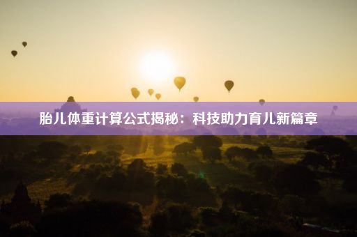 胎儿体重计算公式揭秘：科技助力育儿新篇章