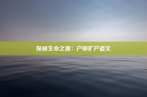 探秘生命之源：产卵扩产道文