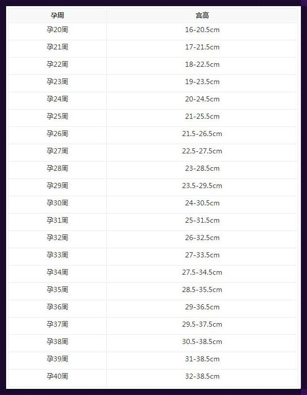 16周宫高与孕周对照表：揭秘孕期生长的秘密