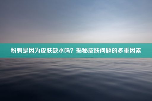 粉刺是因为皮肤缺水吗？揭秘皮肤问题的多重因素