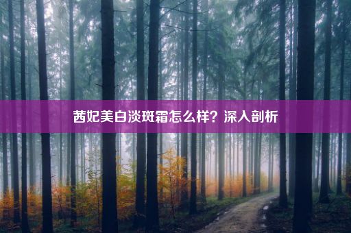 茜妃美白淡斑霜怎么样？深入剖析