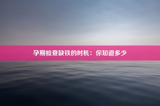 孕期检查缺铁的时机：你知道多少