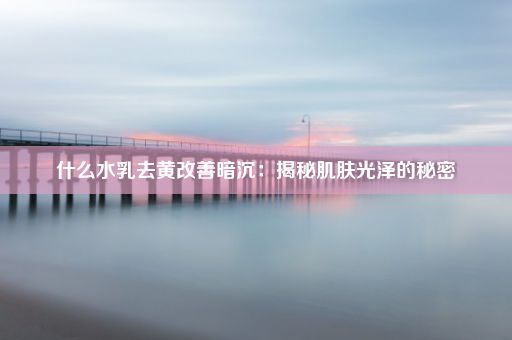 什么水乳去黄改善暗沉：揭秘肌肤光泽的秘密