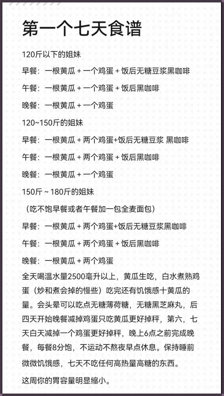 七天十斤，笑话？食谱里的“斤斤计较”大揭秘！