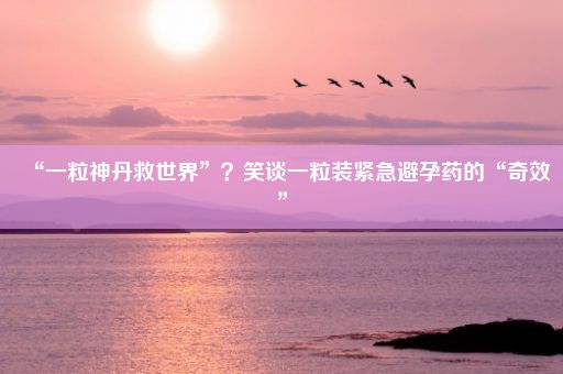 “一粒神丹救世界”？笑谈一粒装紧急避孕药的“奇效”