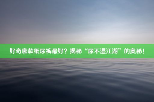 好奇哪款纸尿裤最好？揭秘“尿不湿江湖”的奥秘！