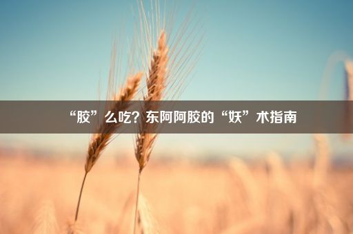 “胶”么吃？东阿阿胶的“妖”术指南