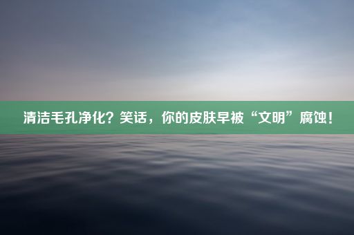 清洁毛孔净化？笑话，你的皮肤早被“文明”腐蚀！