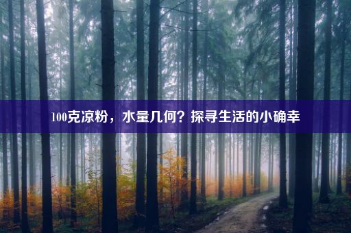 100克凉粉，水量几何？探寻生活的小确幸