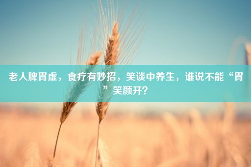 老人脾胃虚，食疗有妙招，笑谈中养生，谁说不能“胃”笑颜开？