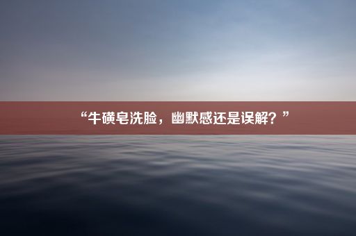 “牛磺皂洗脸，幽默感还是误解？”