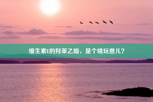 维生素E的羟苯乙酯，是个啥玩意儿？