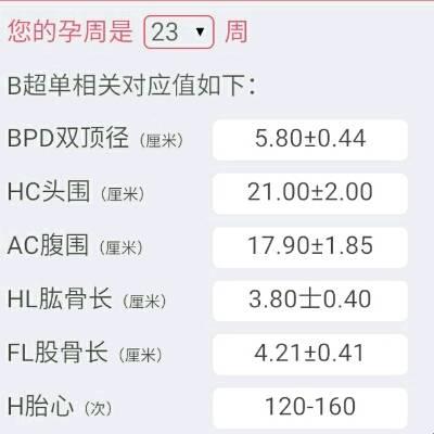 孕23周，四维彩超那些事儿——笑谈正常值对照表