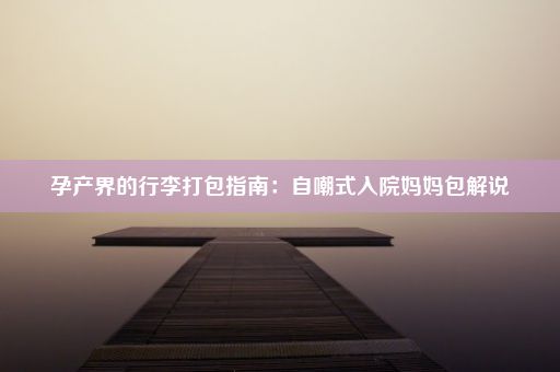 孕产界的行李打包指南：自嘲式入院妈妈包解说