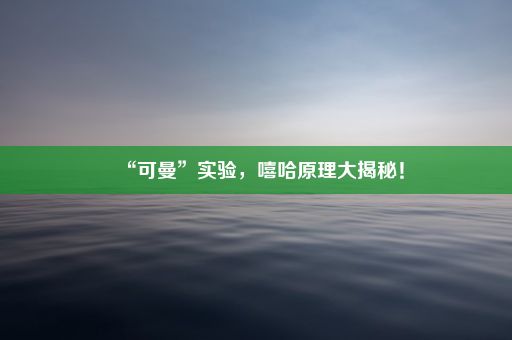 “可曼”实验，嘻哈原理大揭秘！