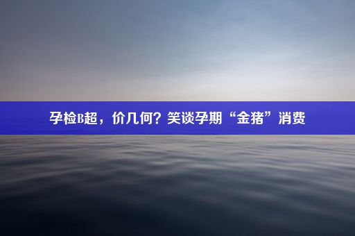 孕检B超，价几何？笑谈孕期“金猪”消费