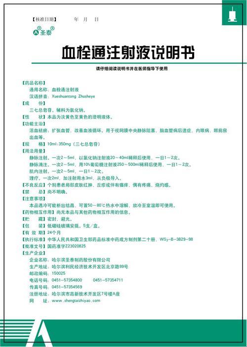 “血栓通”这点事儿：250mg注射说明书轻解读